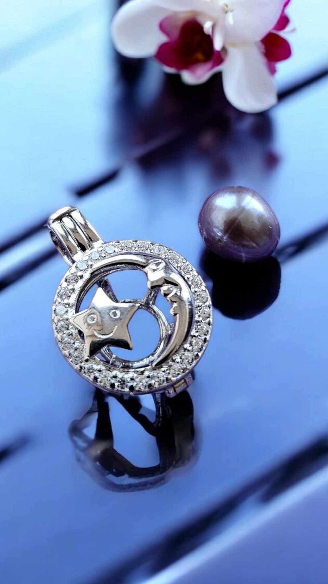 Sterling silver sun & moon cage
